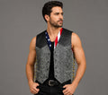 Men’s Snakeskin Leather Biker Vest – American Flag Lined Western Style Motorcycle Waistcoat for Riders