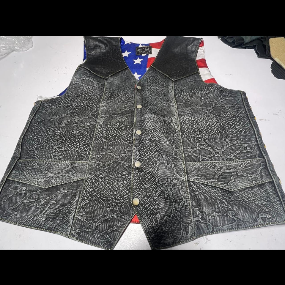 American Flag Lined Western Style Motorcycle Waistcoat for Riders