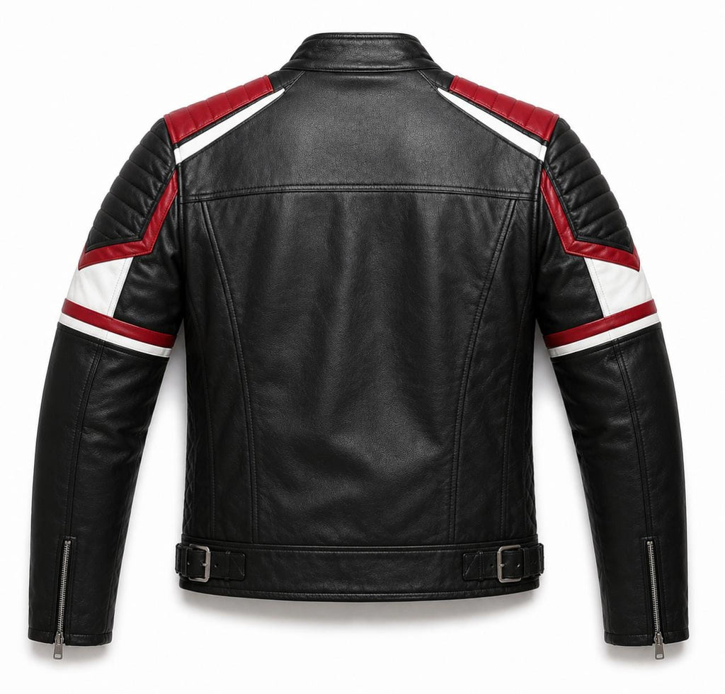 Handmade Black Leather Biker Jacket | Men's Racing  Jacket
