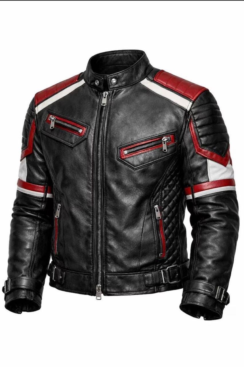Handmade Black Leather Biker Jacket | Men's Racing  Jacket