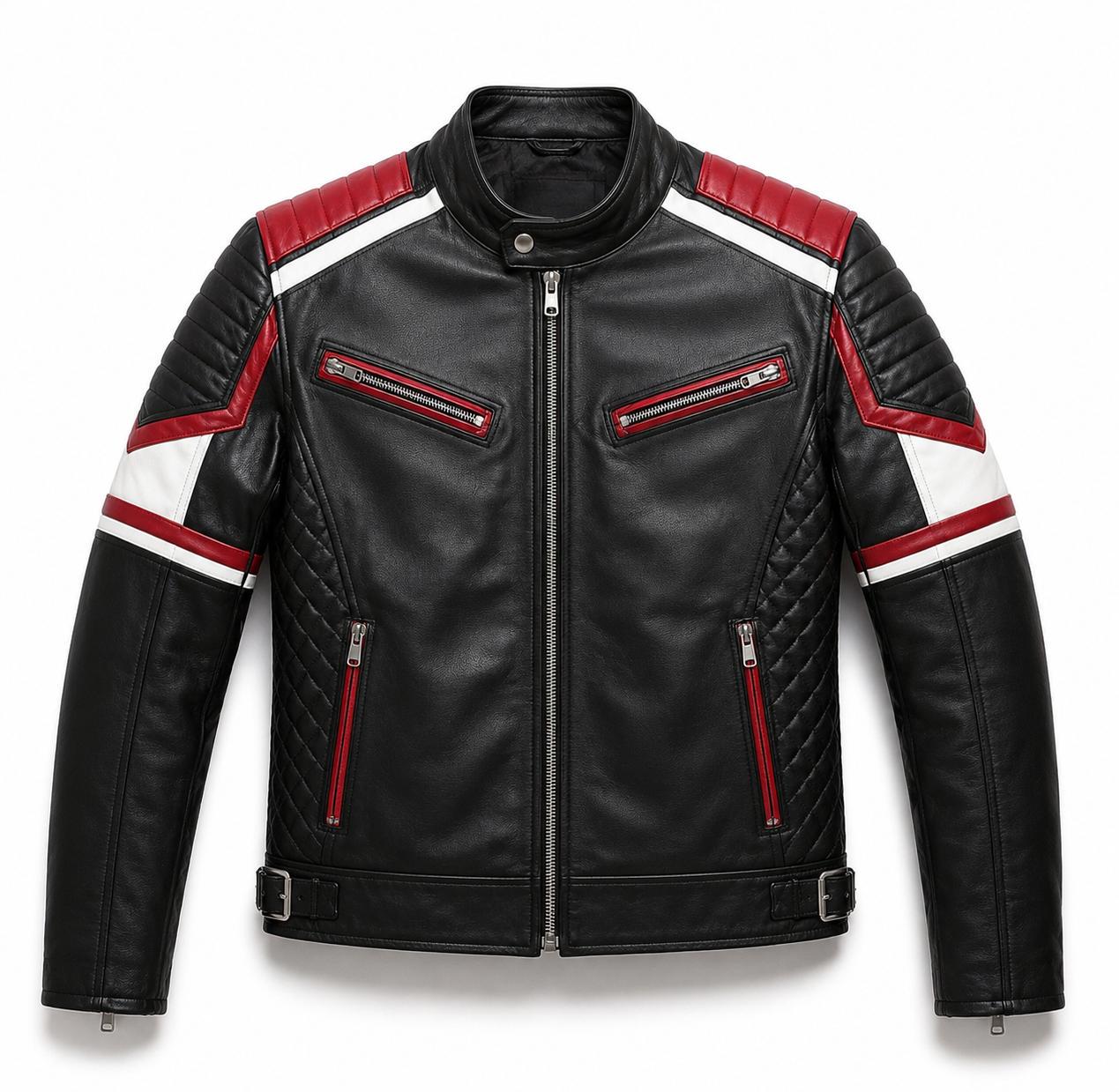 Handmade Black Leather Biker Jacket | Men's Racing  Jacket