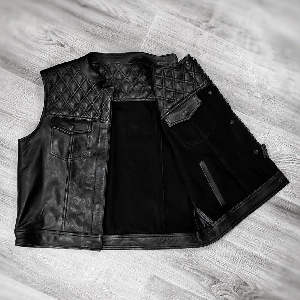 Men’s Double Sided Leather & Denim Vest | Reversible Biker Vest | Genuine Leather and Jeans Style Motorcycle Vest Handmade Sleeveless Jacket