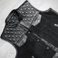 Men’s Double Sided Leather & Denim Vest | Reversible Biker Vest | Genuine Leather and Jeans Style Motorcycle Vest Handmade Sleeveless Jacket