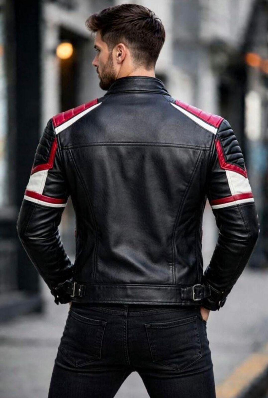Handmade Black Leather Biker Jacket | Men's Racing  Jacket