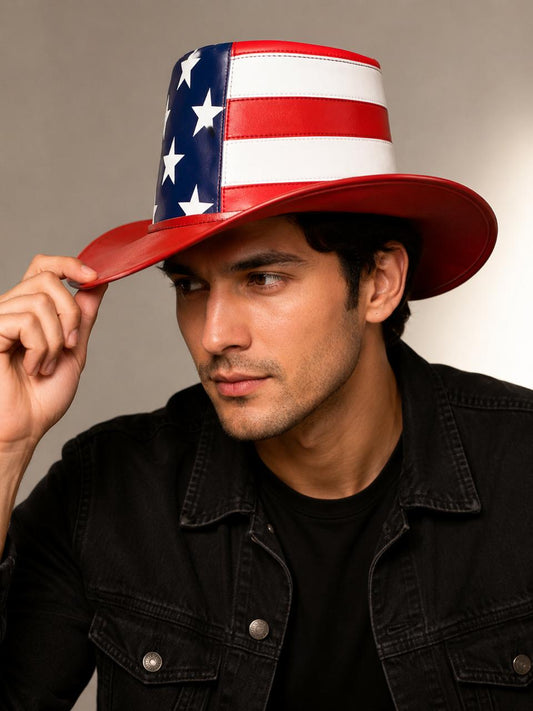 American Flag Cowboy Hat | USA Patriotic Western Hat | Red White Blue Cowboy Hat | Unisex Party Costume Hat
