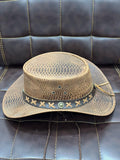 Vintage Western Cowboy Hat for Men – Genuine Leather Cowboy Hat, Handmade Snake Texture Hat, Rodeo Ranch Western Hat