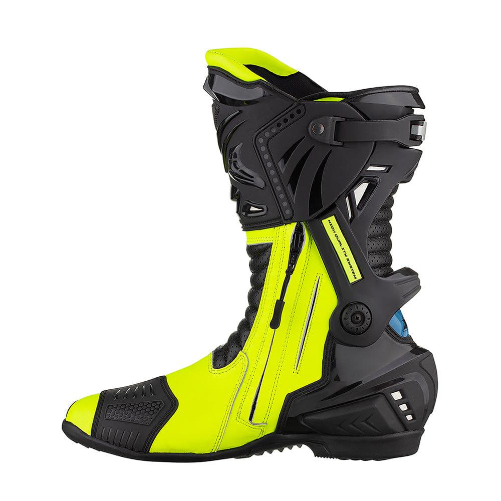 Neon Yellow Motorcycle Racing Boots | Sport Bike Riding Boots | Protective Moto Boots | CE Style Rider Gear | Touring & Racing Footwear