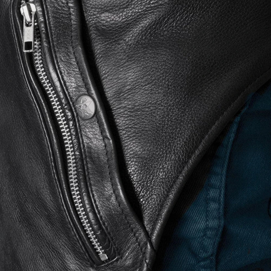 Men's Leather Motorcycle Chaps – Zipper Pocket, Quilted Lining