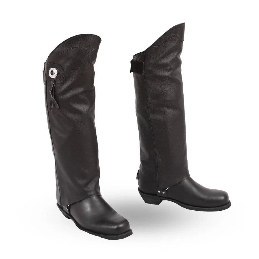 Men’s Black Leather Motorcycle Boots – Tall Biker Riding Boots