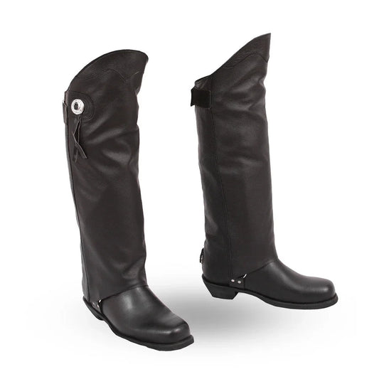 Men’s Black Leather Motorcycle Boots – Tall Biker Riding Boots