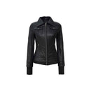 Women Black Polo Leather Shirt Leathers Crafted