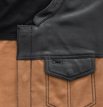 Men’s Brown & Black Leather Motorcycle Vest – Custom Biker Vest