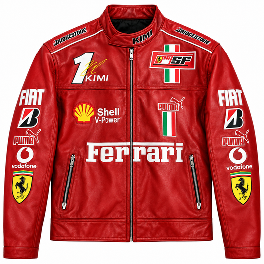 Men’s red leather racing jacket motorsport biker motorcycle jacket