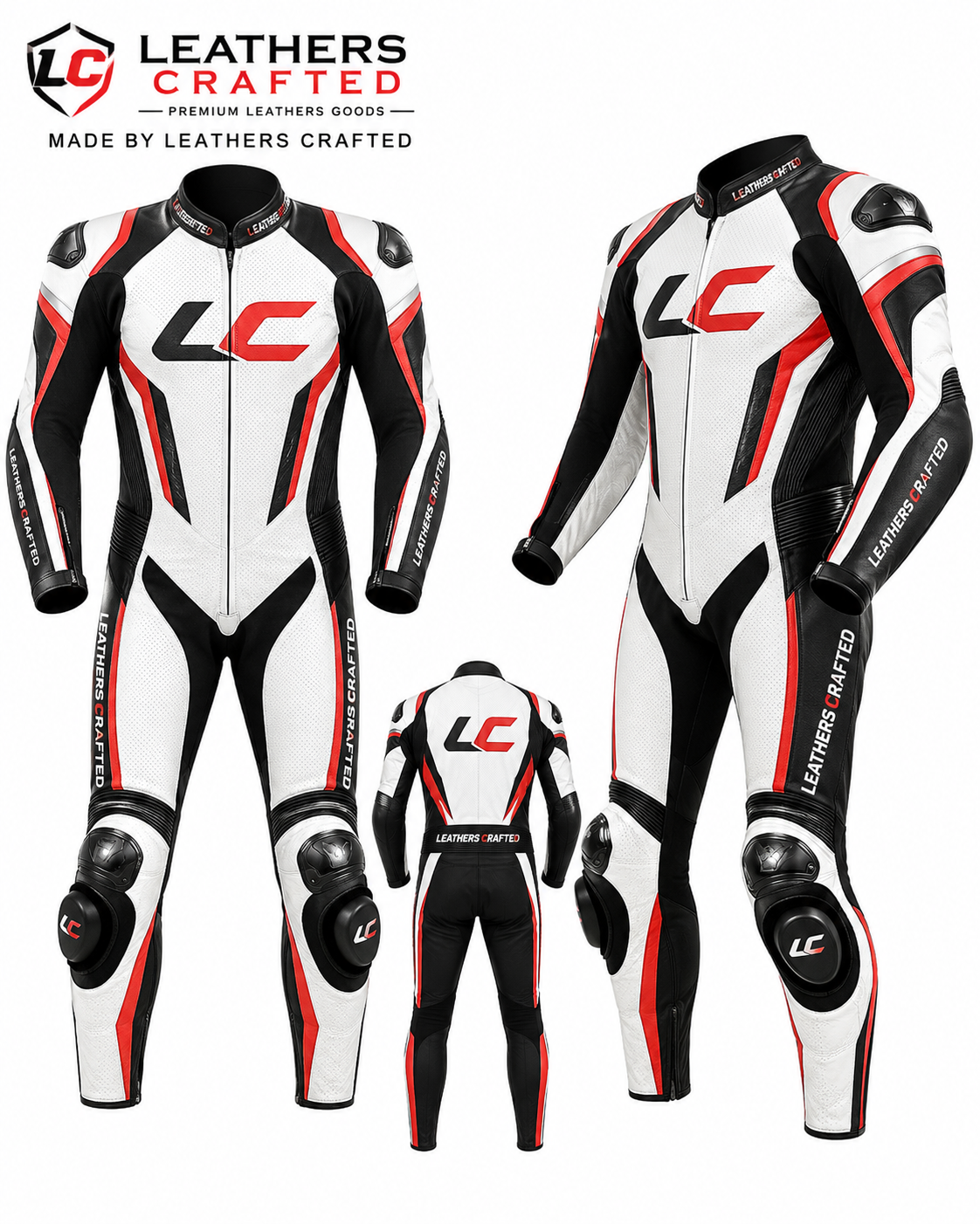 Leathers Crafted MotoGP Pro White Racing Suit – CE Armored Premium One Piece Motorcycle Leather Suit