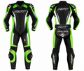 RST Style Green & Black One-Piece Motorcycle Racing Leather Suit | Premium CE Armored Track Suit